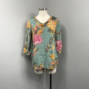 Soft Surroundings‎ Teal Print Blouse